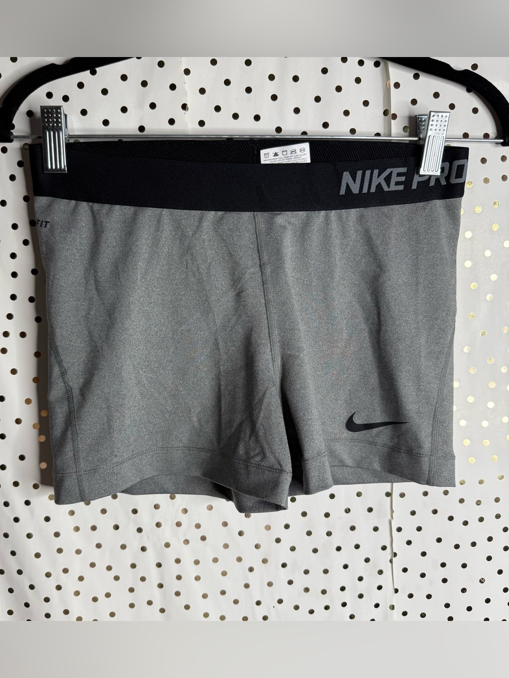 Nike Gray Athletic Compression Shorts with Black Waistband